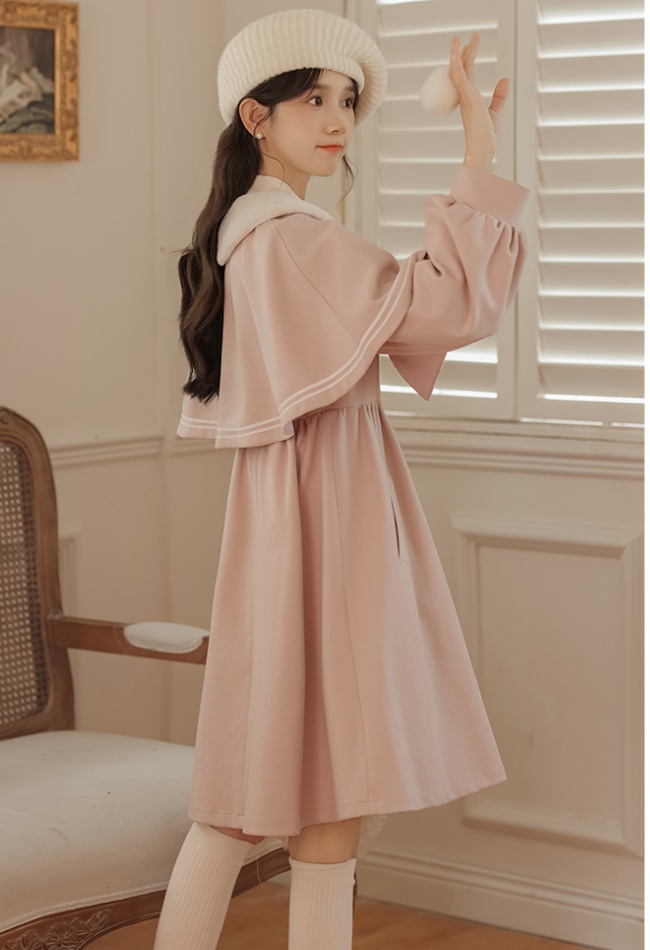 Show young temperament long overcoat lovely Pseudo-two dress