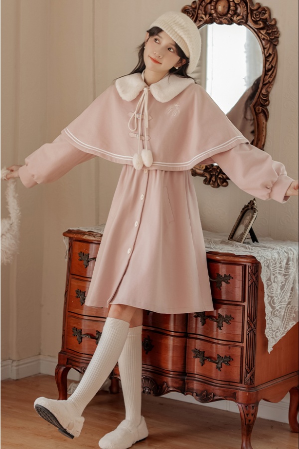 Show young temperament long overcoat lovely Pseudo-two dress