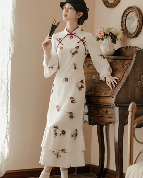 Winter mermaid cheongsam floral dress