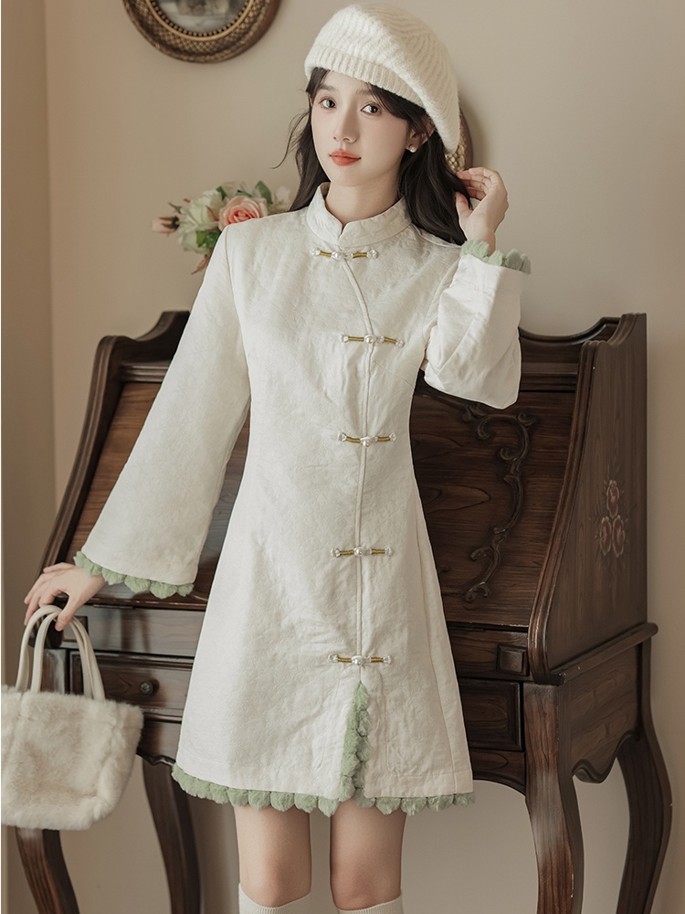 Chinese style dress chanelstyle coat 2pcs set