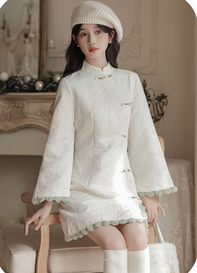 Chinese style dress chanelstyle coat 2pcs set