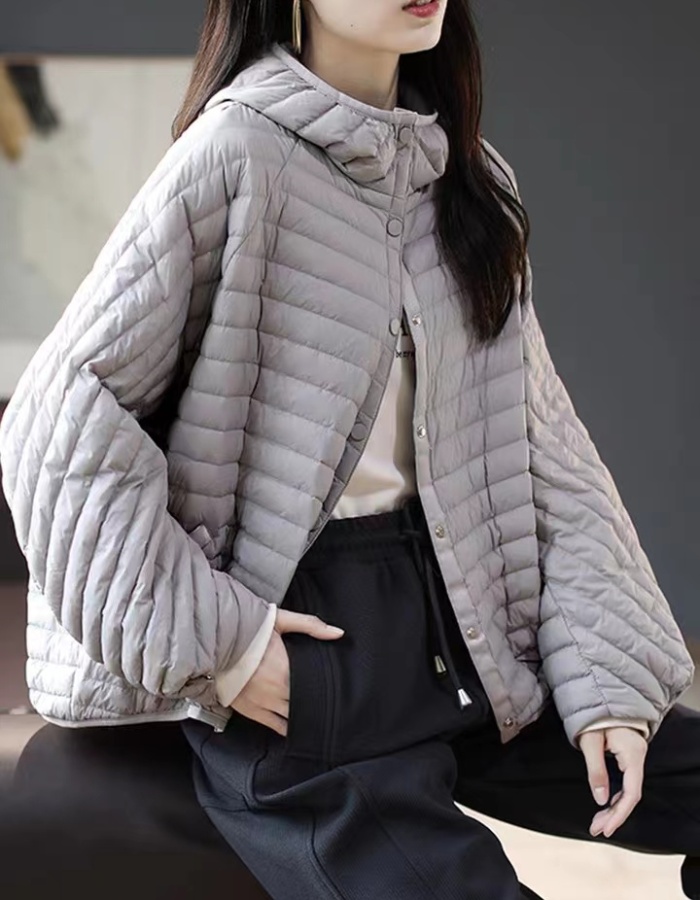 Thin stripe down cotton coat light loose coat for women