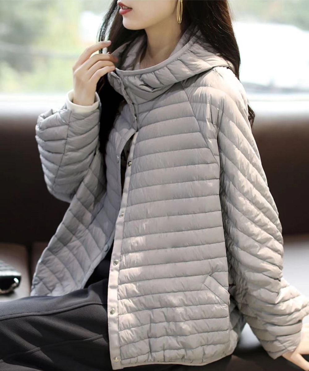 Thin stripe down cotton coat light loose coat for women