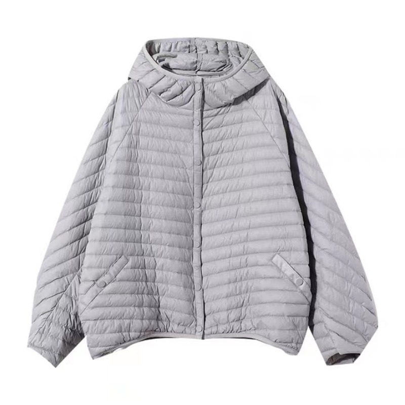 Thin stripe down cotton coat light loose coat for women