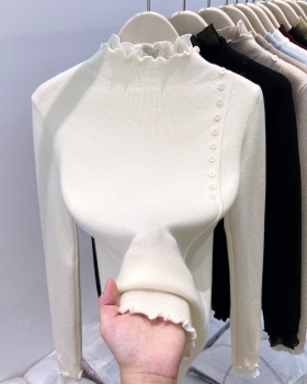 Half high collar thick sweater splice knitted tops