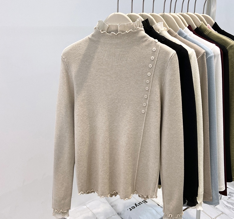 Half high collar thick sweater splice knitted tops