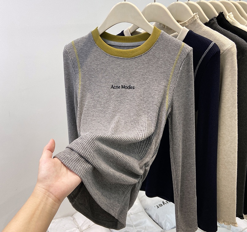 Long sleeve autumn T-shirt round neck tops for women