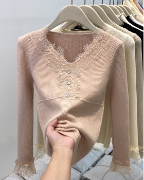 V-neck autumn and winter tops bottoming sweater for women