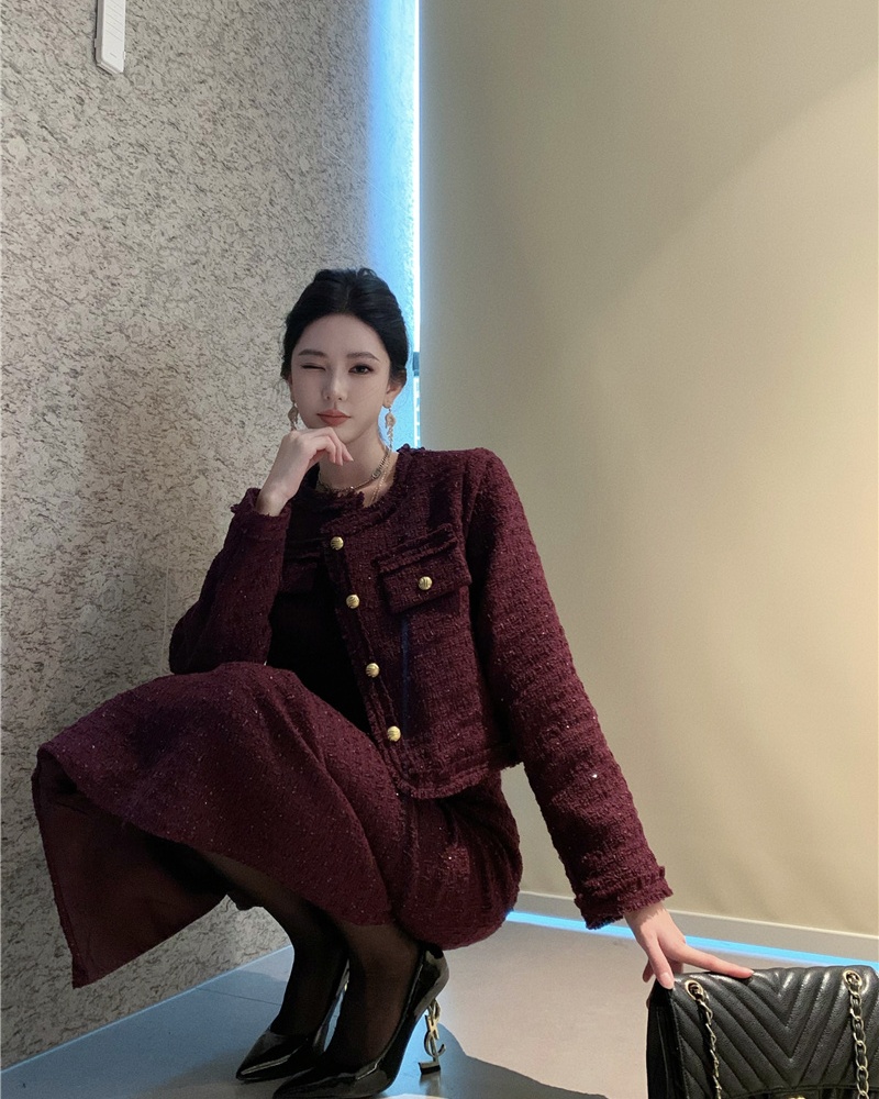 Autumn and winter coat plus cotton skirt a set for women