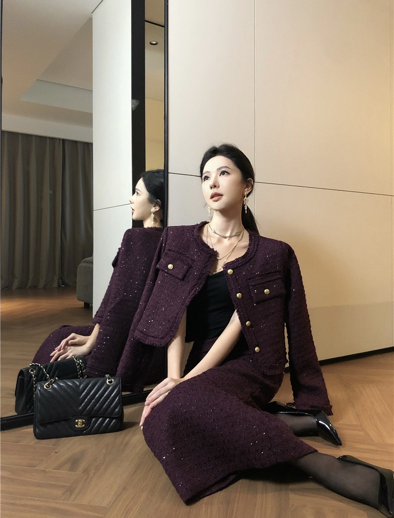 Autumn and winter coat plus cotton skirt a set for women