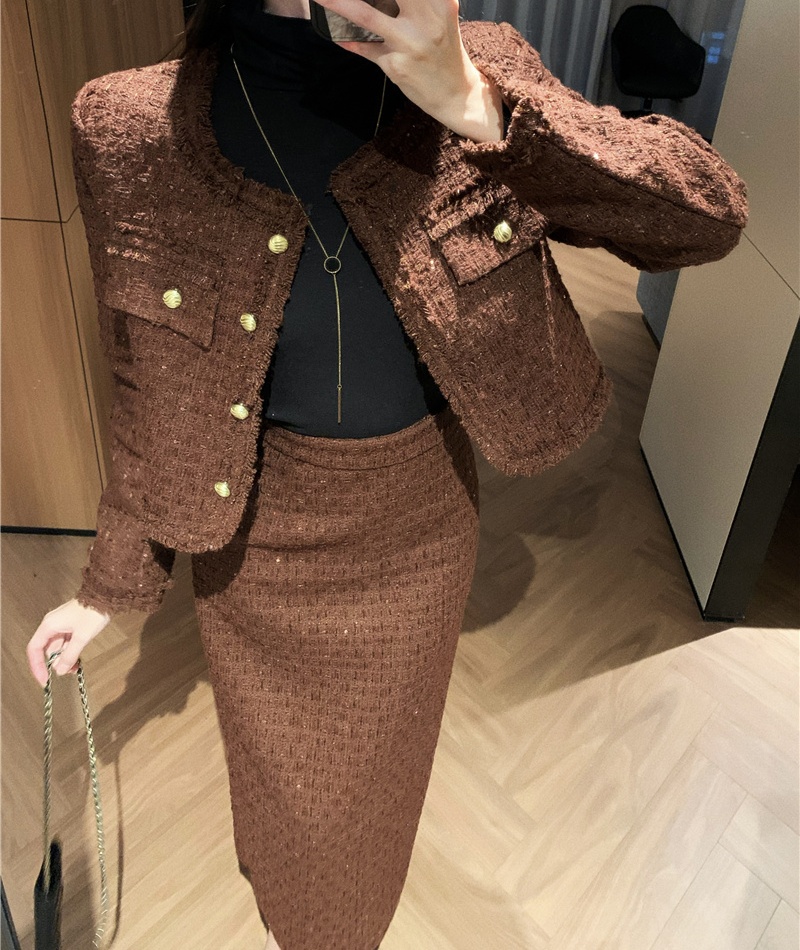 Autumn and winter coat plus cotton skirt a set for women