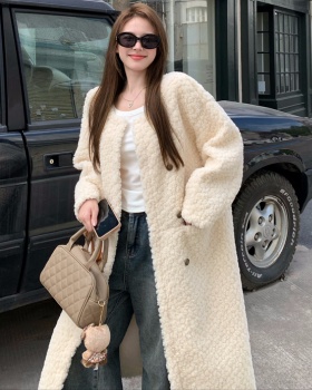 Lambs wool long winter thick thermal retro coat