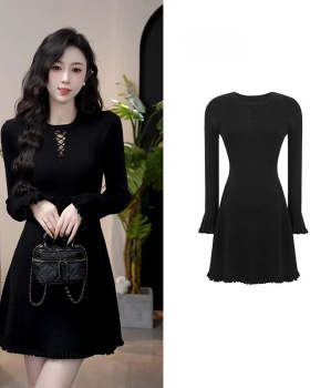 Autumn and winter slim retro knitted college style dress