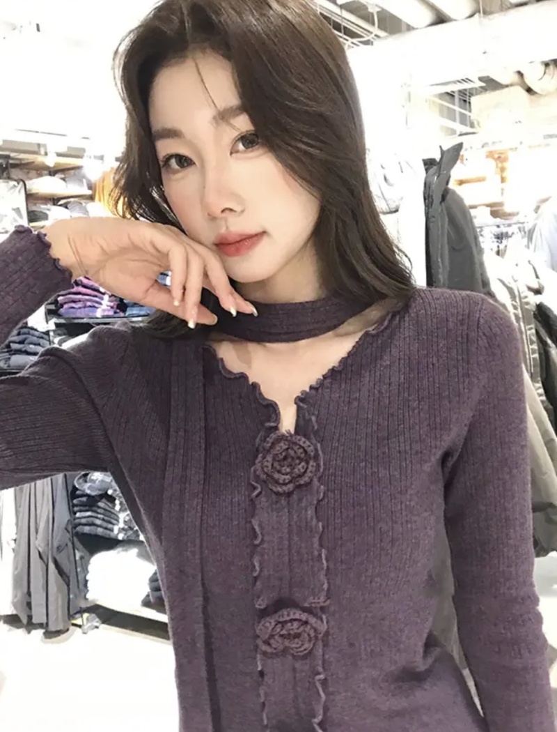 Slim temperament knitwear tender enticement shirts