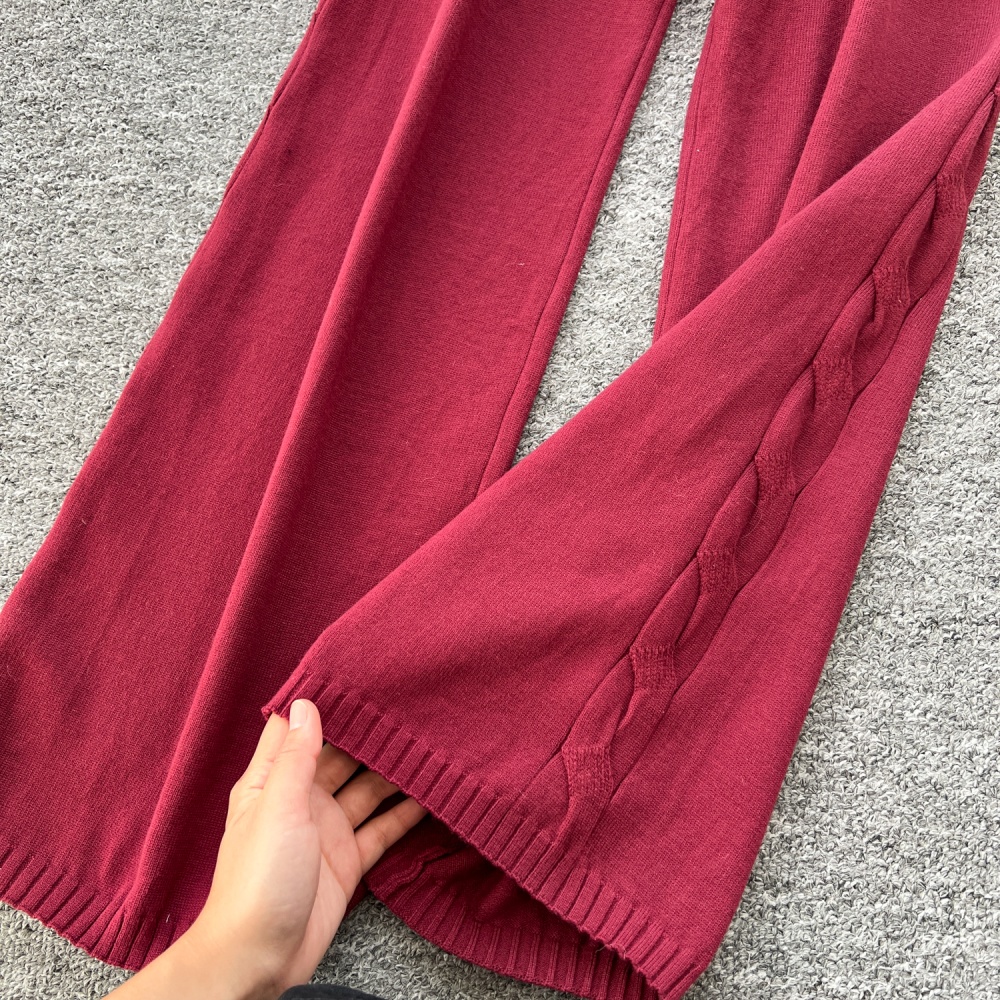 Loose long pants winter sweater 2pcs set for women