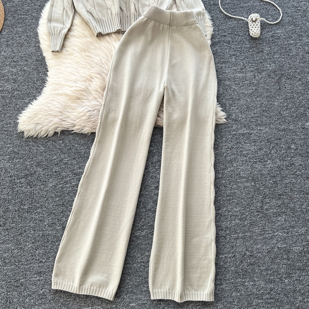 Loose long pants winter sweater 2pcs set for women