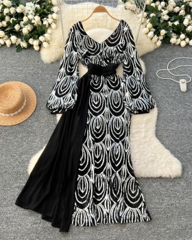 V-neck evening dress long dress for women