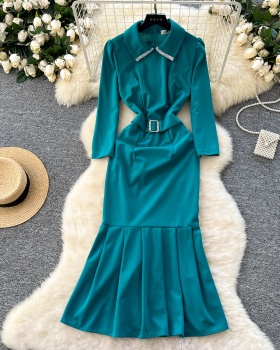 France style formal dress pinched waist dress for women