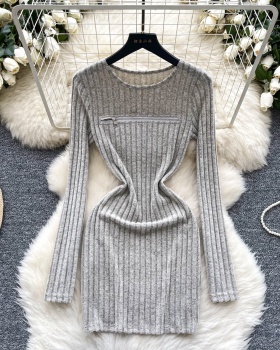 Light luxury slim dress winter pure T-back for women