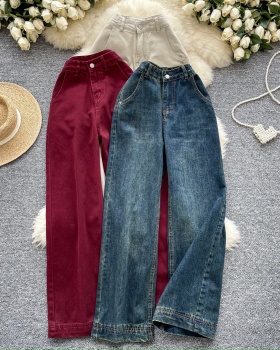 Fashion retro wide leg pants washed slim jeans