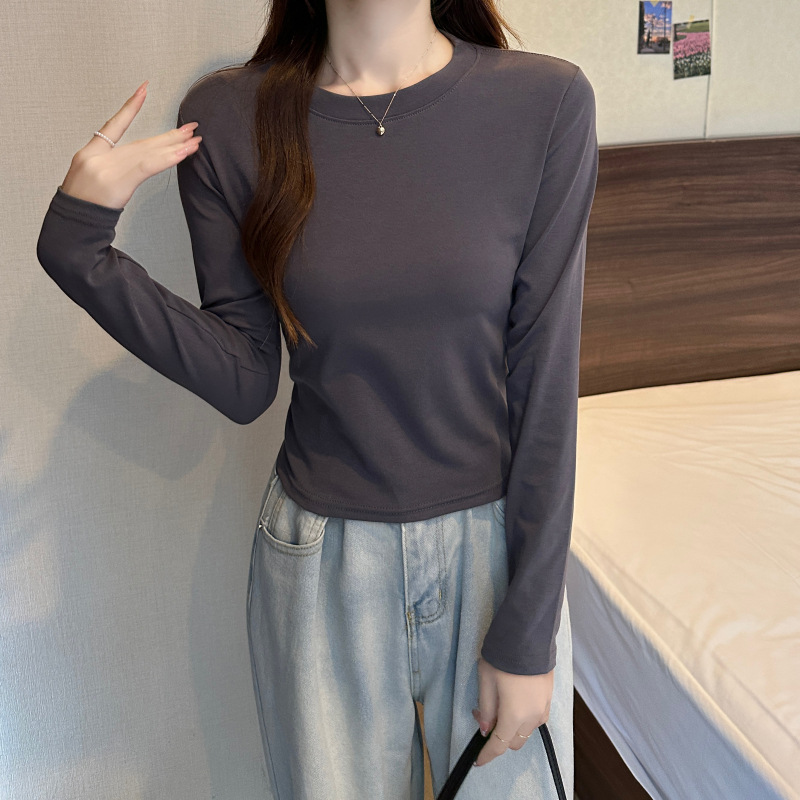 Round neck bottoming shirt all-match tops for women