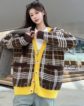 Imitation of mink hair loose cardigan knitted coat