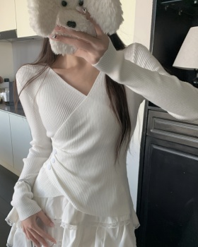 Long sleeve pure bottoming shirt slim tops for women