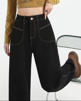 Loose straight jeans fashion wide leg pants for women