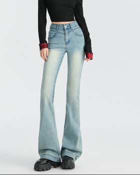 Micro speaker flare pants high waist jeans for women