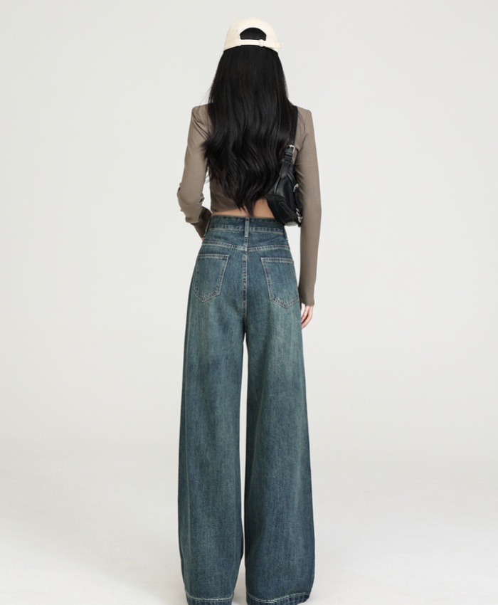 High waist fashion jeans loose drape pants for women