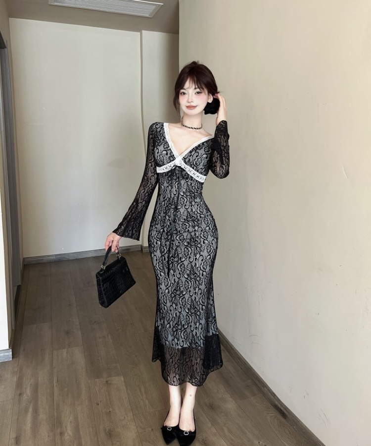 Package hip long dress France style dress for women