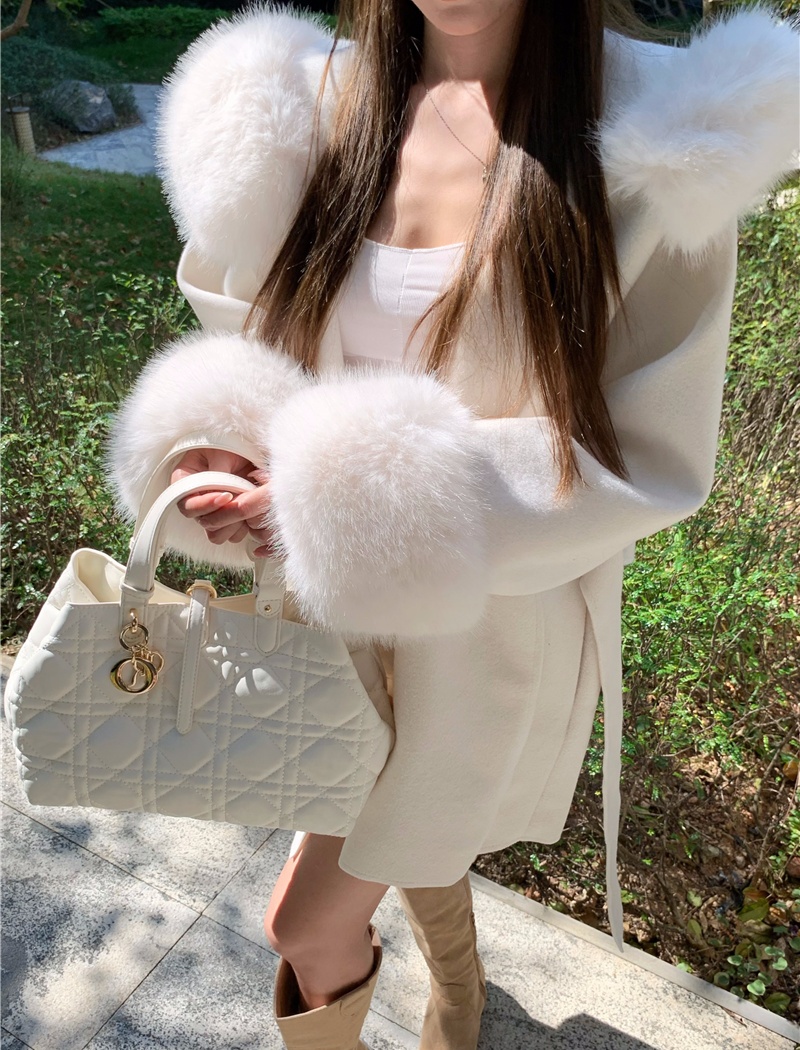 Fashion France style overcoat fox fur fur coat for women