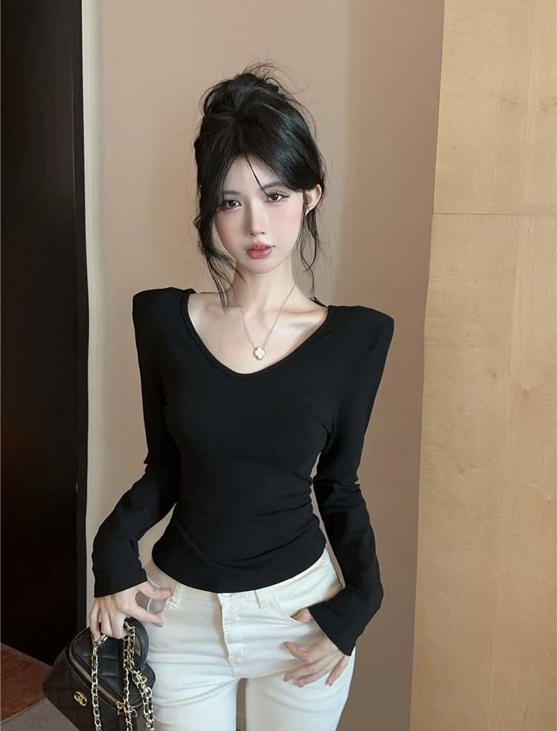 Enticement V-neck spicegirl knitted bottoming shirt