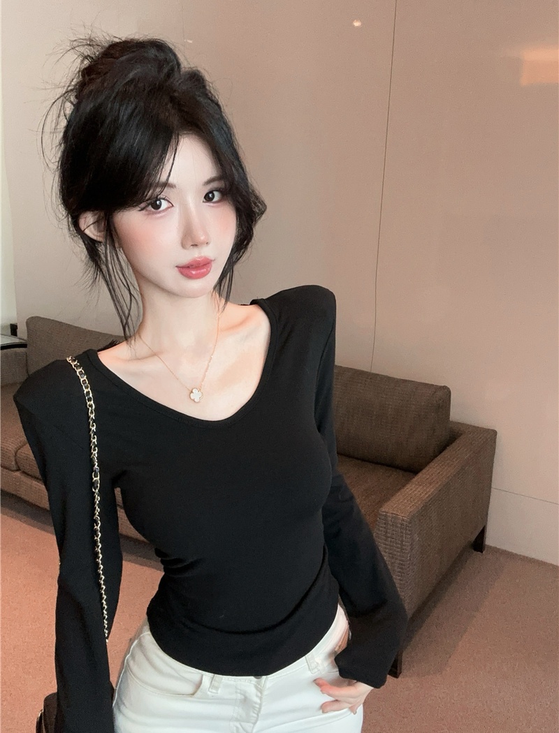 Enticement V-neck spicegirl knitted bottoming shirt