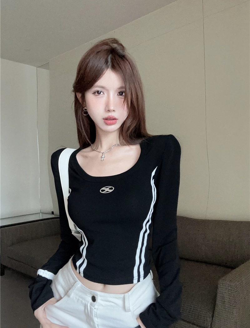 American style short tops slim temperament T-shirt