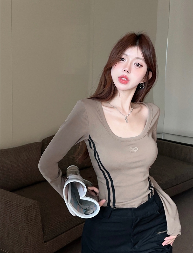 American style short tops slim temperament T-shirt