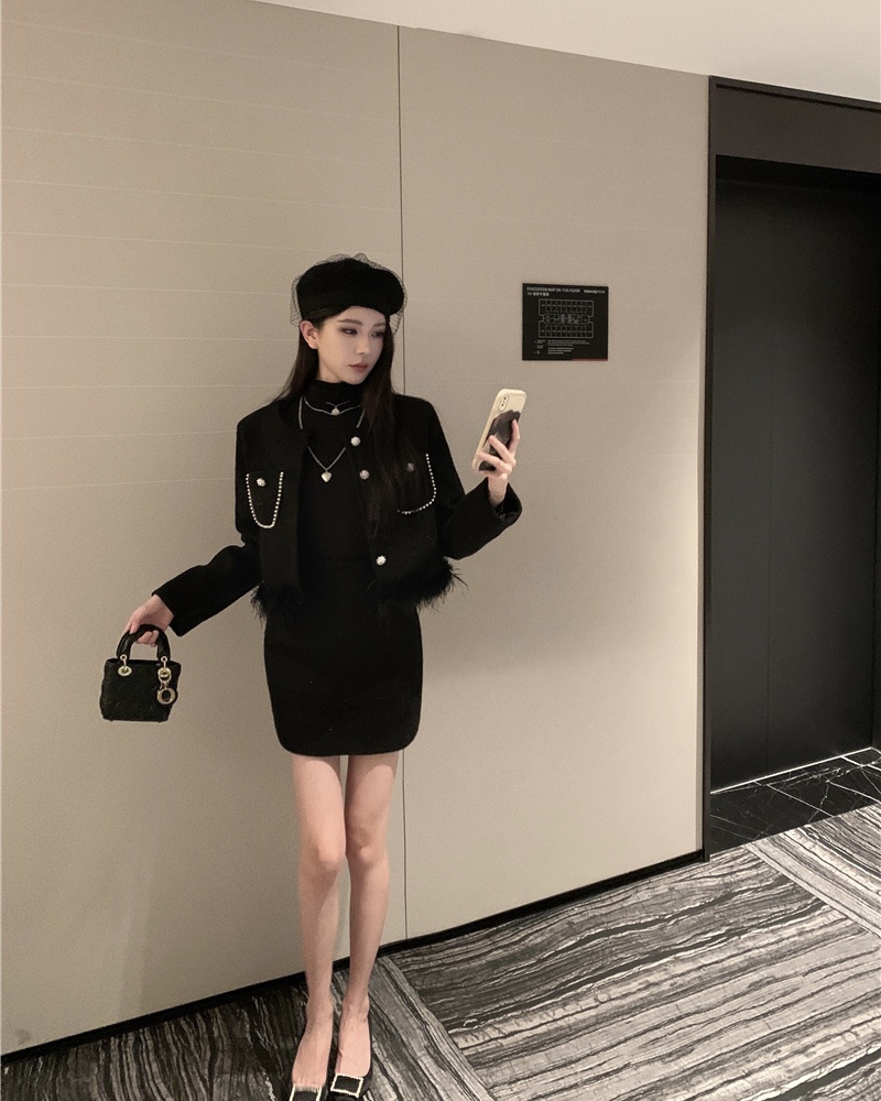 Chanelstyle coat short skirt a set for women