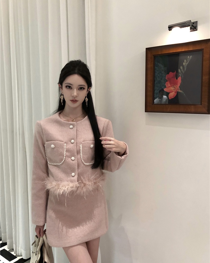 Chanelstyle coat short skirt a set for women