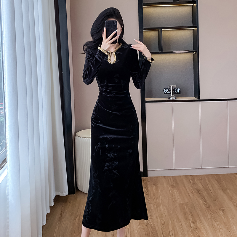 Pinched waist slim dress temperament formal dress