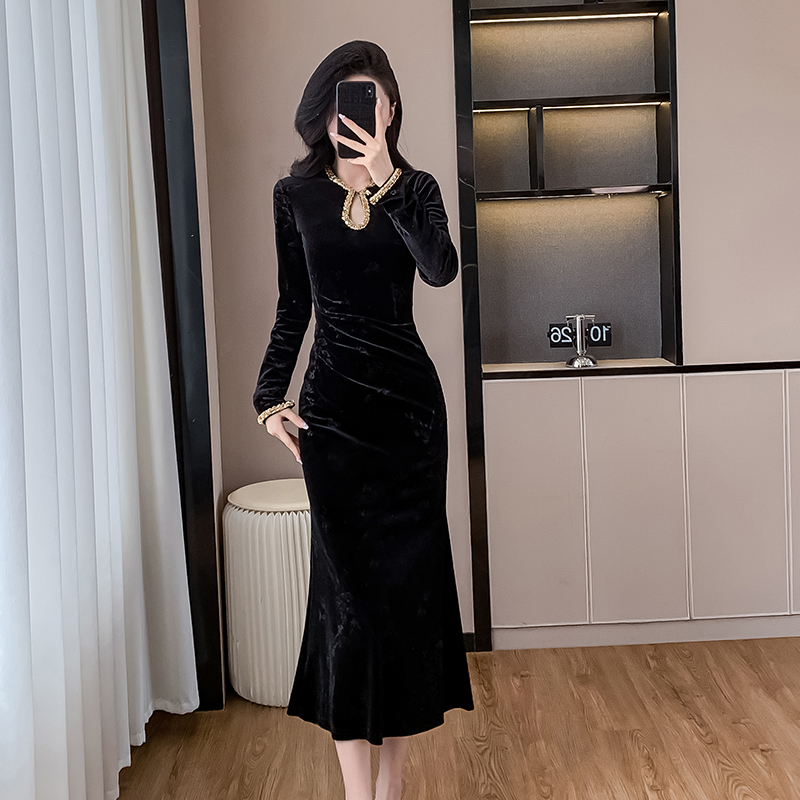 Pinched waist slim dress temperament formal dress