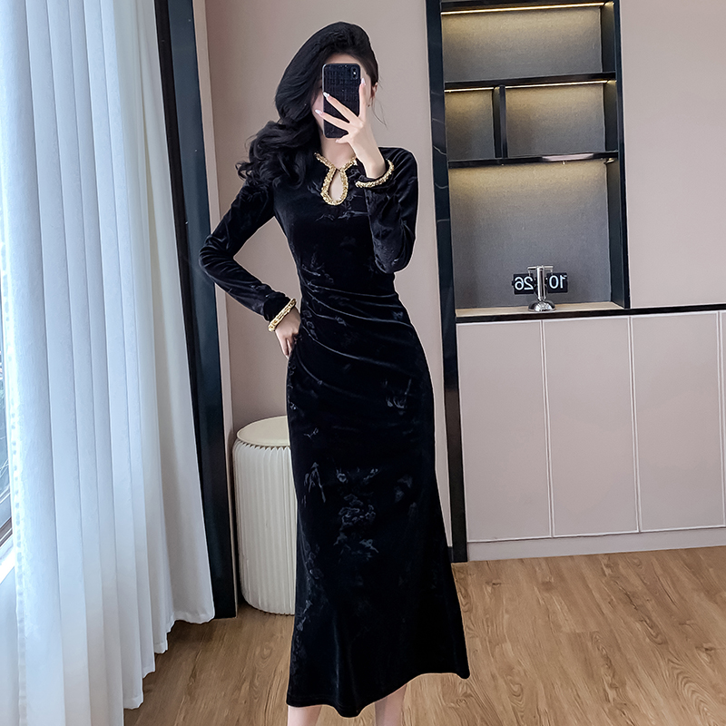 Pinched waist slim dress temperament formal dress