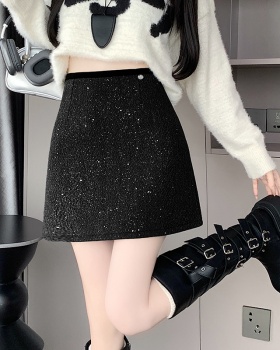 Chanelstyle A-line short skirt package hip woolen skirt