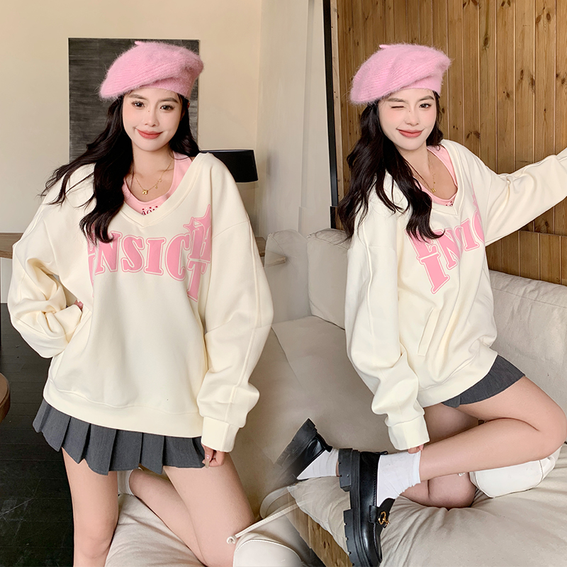 Halter hooded autumn V-neck lazy hoodie 2pcs set for women