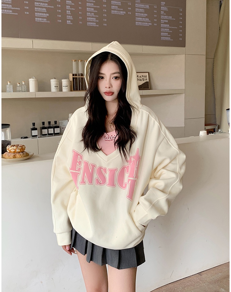 Halter hooded autumn V-neck lazy hoodie 2pcs set for women