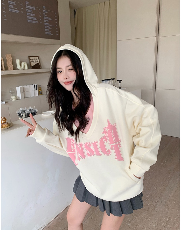 Halter hooded autumn V-neck lazy hoodie 2pcs set for women