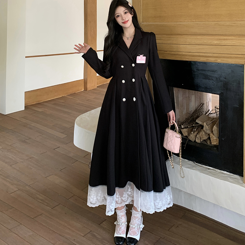 Long large yard business suit bow temperament dress for women