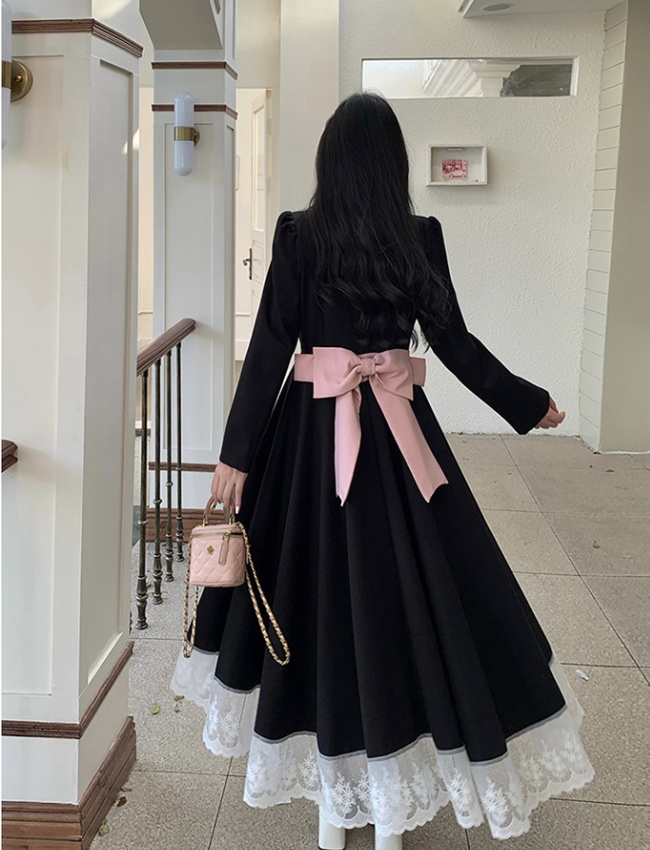 Long large yard business suit bow temperament dress for women