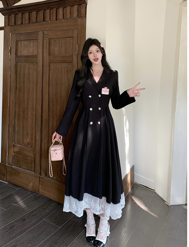 Long large yard business suit bow temperament dress for women