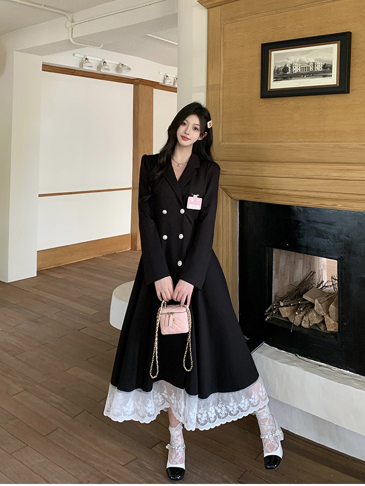 Long large yard business suit bow temperament dress for women