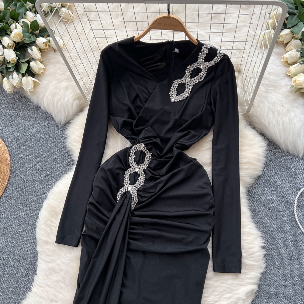 Ladies elegant dress V-neck evening dress for women